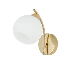 Kinkiet AMOS Lampa złoty 1x40W E27 klosz  biały