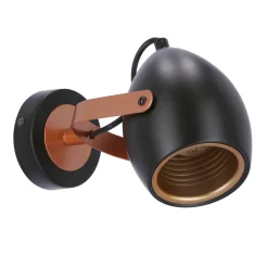 Kinkiet Anica lampa czarny 1x40W E14  odbłyśnik złoty