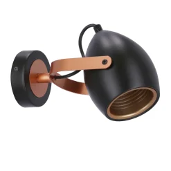 Kinkiet Anica lampa czarny 1x40W E14  odbłyśnik złoty