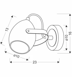 Kinkiet Anica lampa czarny 1x40W E14  odbłyśnik złoty