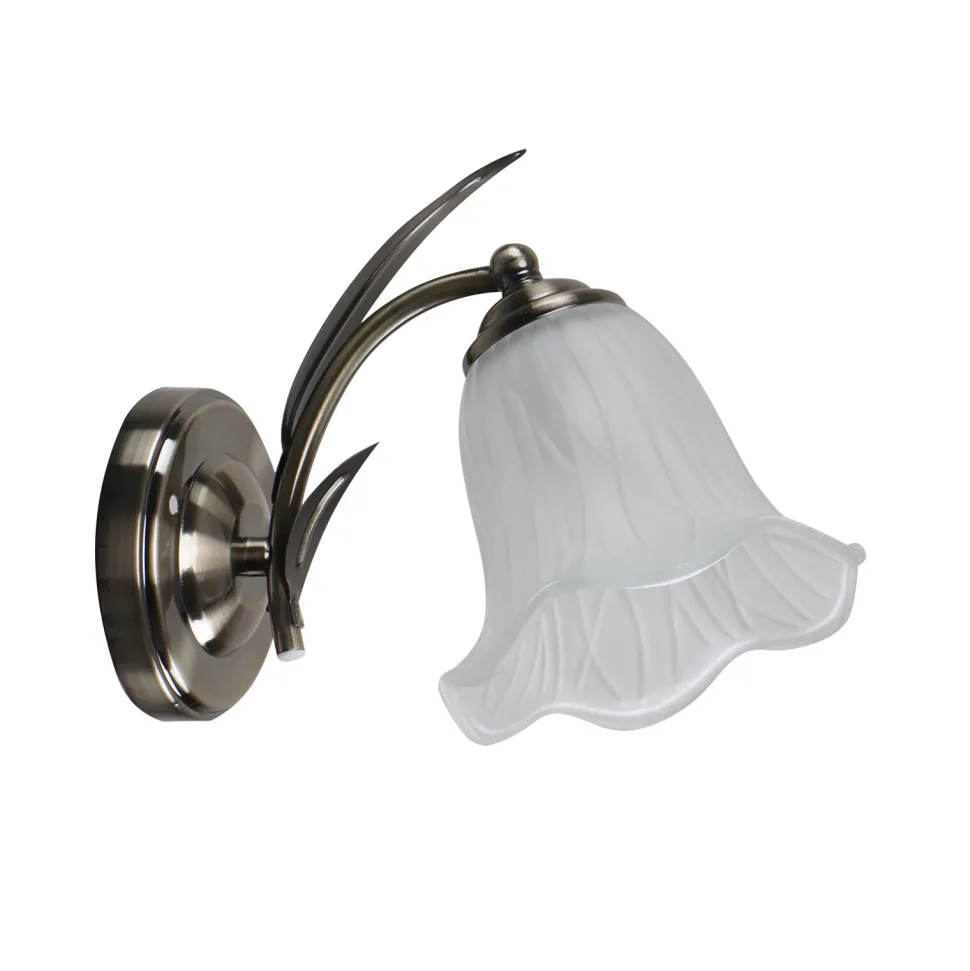 Kinkiet Antiqa lampa patynowy 1x40 E27 klosz biały