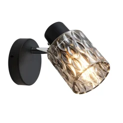 Kinkiet Bill lampa czarny 1x40W E27  klosz dymiony