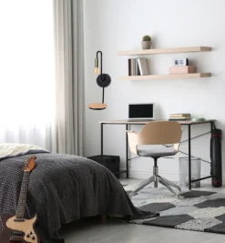 Kinkiet Bipi lampa czarno złoty 1x40W  E14 z włącznikiem