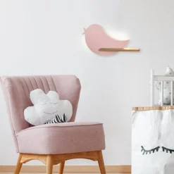 Kinkiet Bird lampa 5W LED 4000K iq kids  z przew różowy