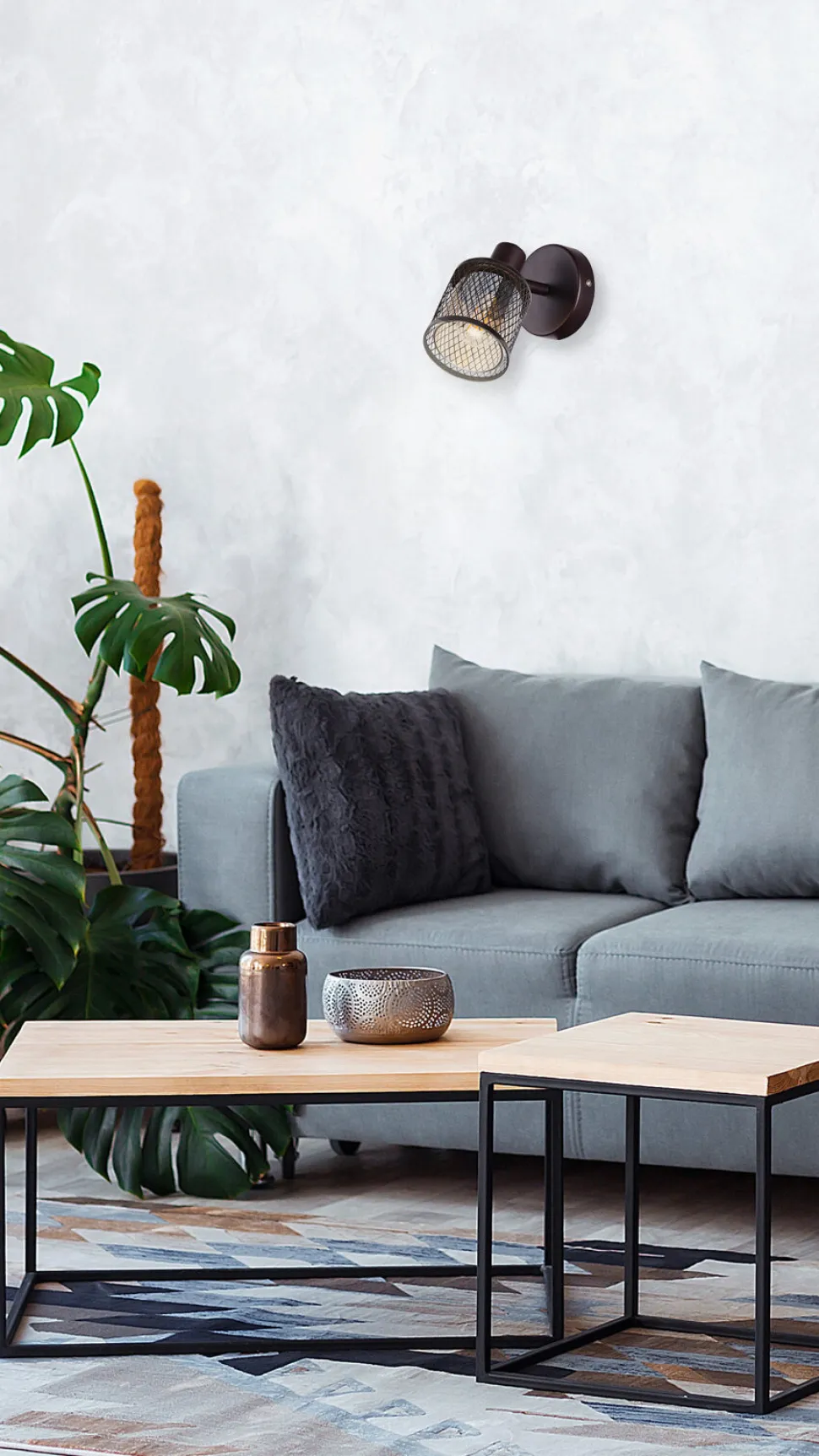 Kinkiet Canabera lampa kawowe złoto 1x40W E14 klosz bursztynowy