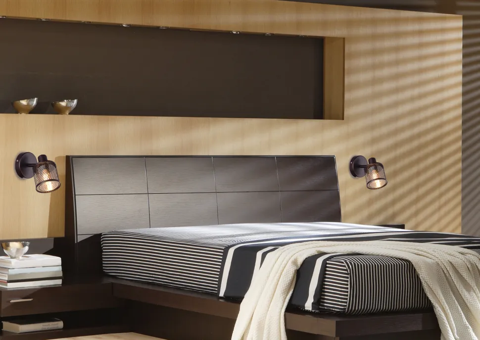 Kinkiet Canabera lampa kawowe złoto 1x40W E14 klosz bursztynowy