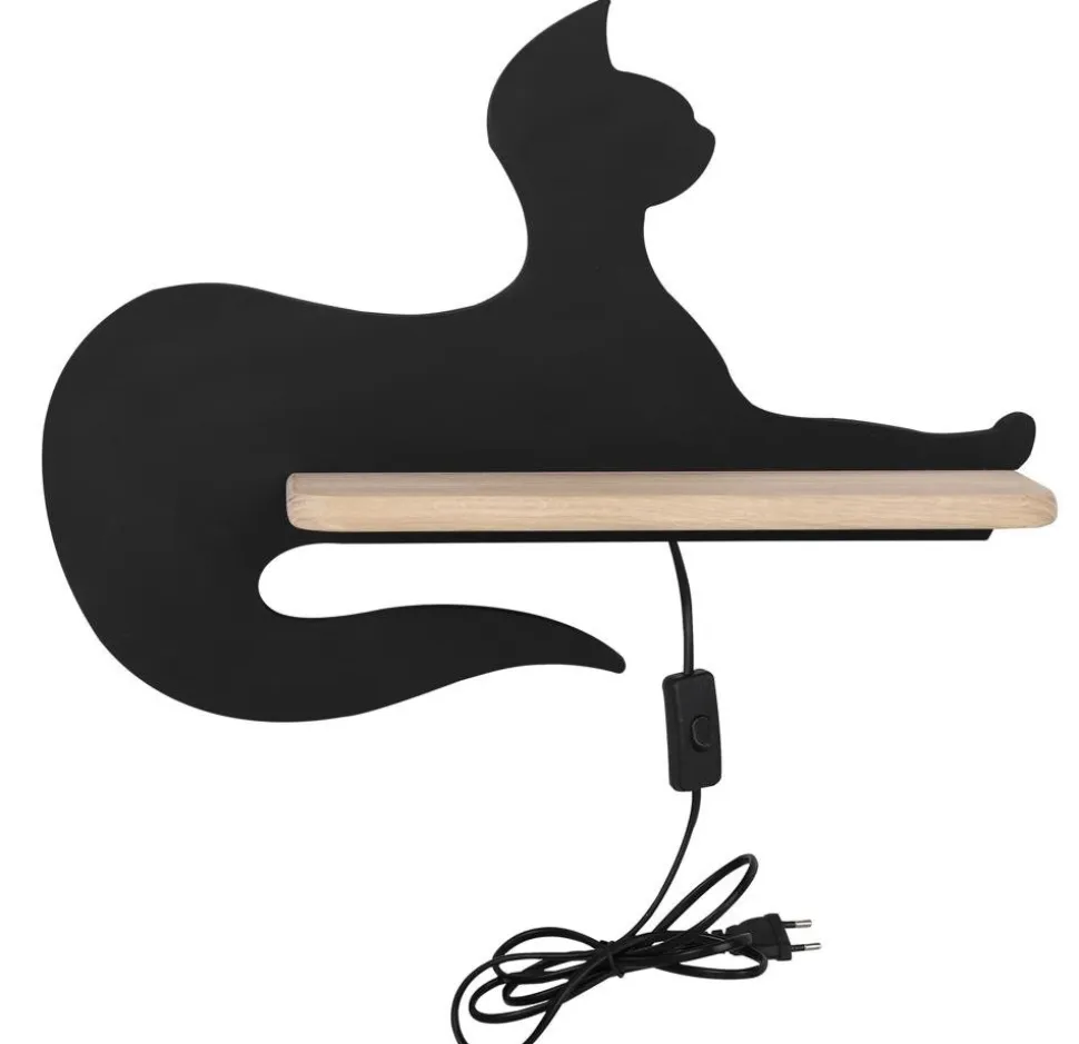 Kinkiet Cat lampa 5W LED 4000K iq kids z przew siedzący czarny