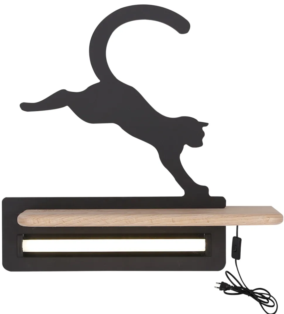 Kinkiet Cat lampa 5W LED 4000K iq kids z przew skaczący czarny