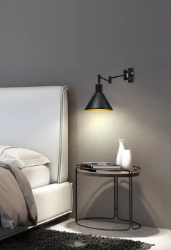 Kinkiet Copenhagen lampa 1x40W E14  czarny środek złoty