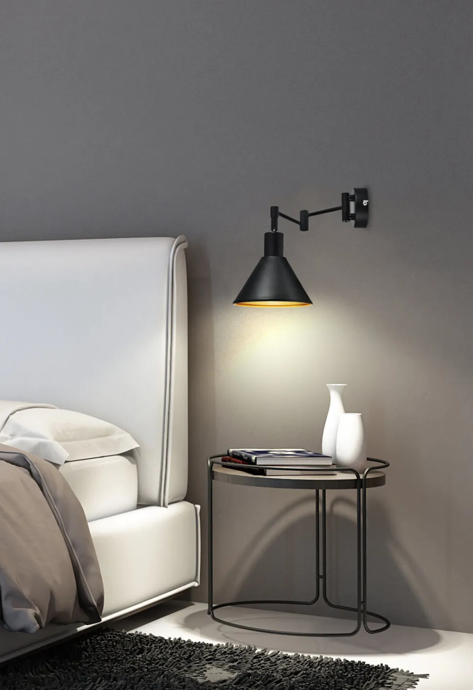 Kinkiet Copenhagen lampa 1x40W E14 czarny środek złoty