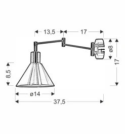 Kinkiet Copenhagen lampa 1x40W E14 czarny środek złoty