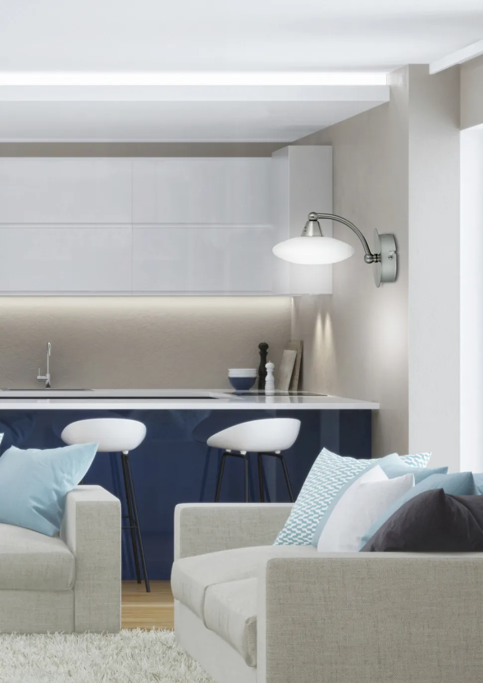 Kinkiet Elisa 1x40W G9 satyna-nikiel+białe szkło