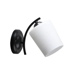 Kinkiet Esnyr lampa chromowy+czarny 1x40 E27 klosz biały