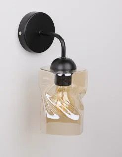 Kinkiet Felis lampa czarny 1x60W E27  klosz bursztynowy