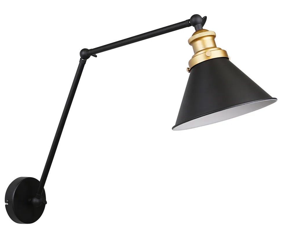 Kinkiet Fundo lampa czarny+złoty 1x40W E27 klosz czarny