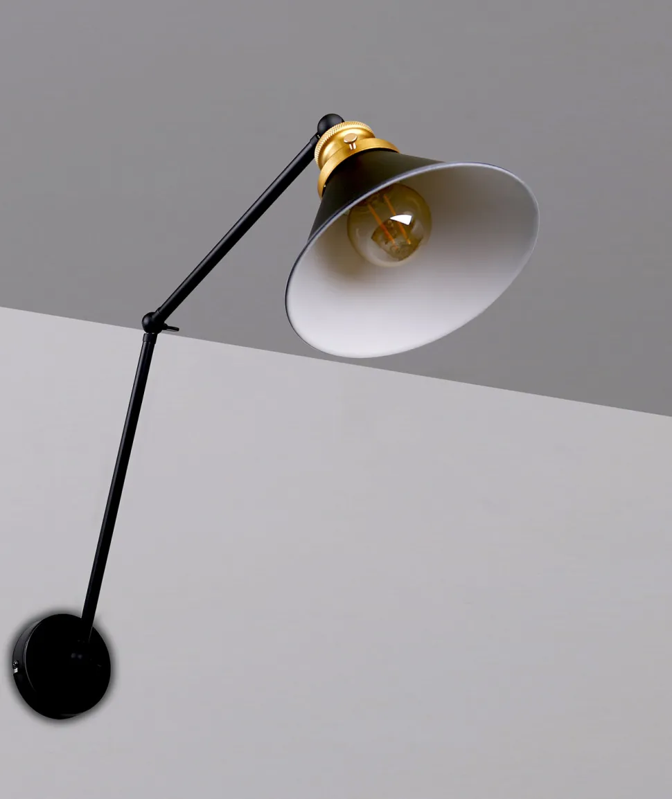 Kinkiet Fundo lampa czarny+złoty 1x40W E27 klosz czarny