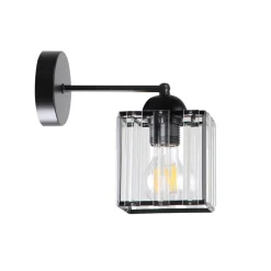 Kinkiet Glassia lampa czarny 1x40 E27  klosz czarny+kryształy bezbarwne