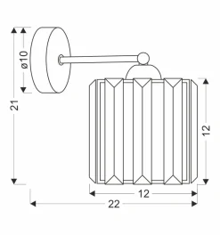 Kinkiet Glassia lampa czarny 1x40 E27  klosz czarny+kryształy bezbarwne