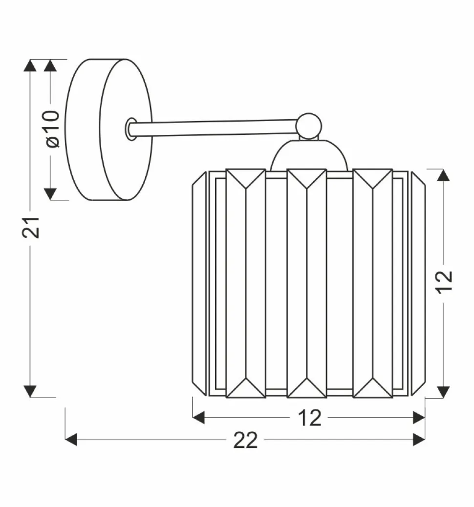 Kinkiet Glassia lampa czarny 1x40 E27 klosz czarny+kryształy bezbarwne