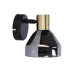 Kinkiet Gregory lampa czarny brąz 1x40W  E14 klosz dymiony