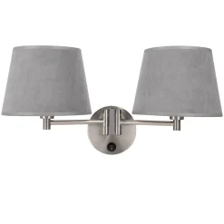 Kinkiet Ibis lampa satynowy 2x40W E14 abażur grafitowy