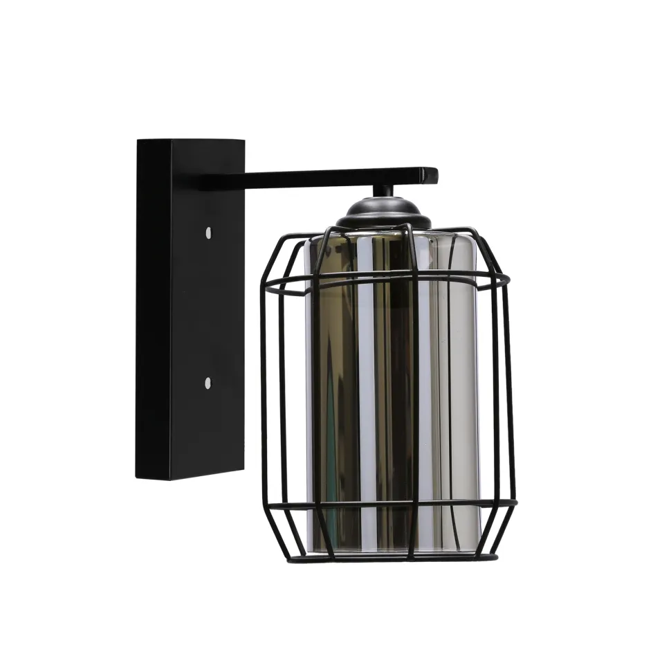 Kinkiet Jonera lampa czarny p20 1x40W E27 klosz dymiony