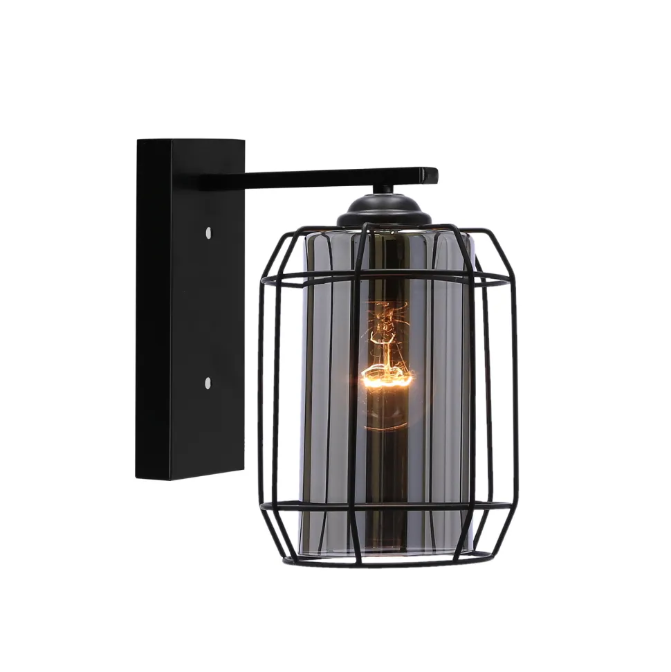 Kinkiet Jonera lampa czarny p20 1x40W E27 klosz dymiony