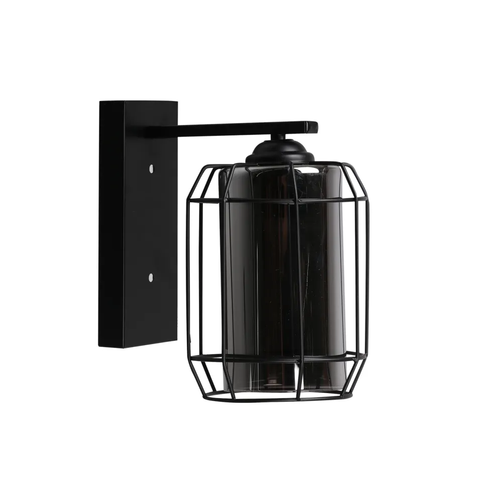 Kinkiet Jonera lampa czarny p20 1x40W E27 klosz dymiony