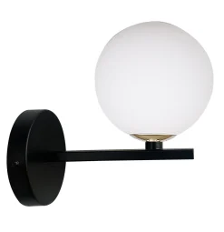 Kinkiet Kama lampa czarny+złoty 1x28 G9  klosz biały