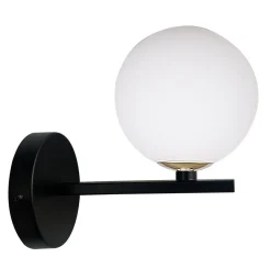 Kinkiet Kama lampa czarny+złoty 1x28 G9  klosz biały