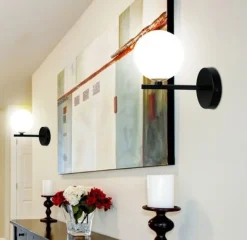 Kinkiet Kama lampa czarny+złoty 1x28 G9  klosz biały