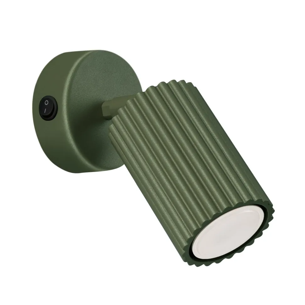 Kinkiet KARBON zielony oliwkowy z włącznikiem