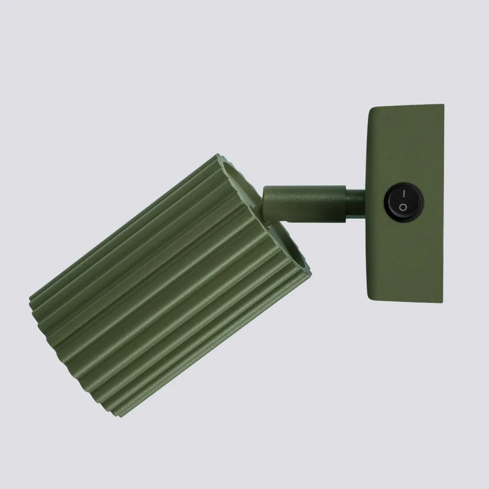 Kinkiet KARBON zielony oliwkowy z włącznikiem