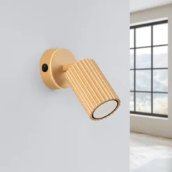 Kinkiet KARBON złoty z włącznikiem