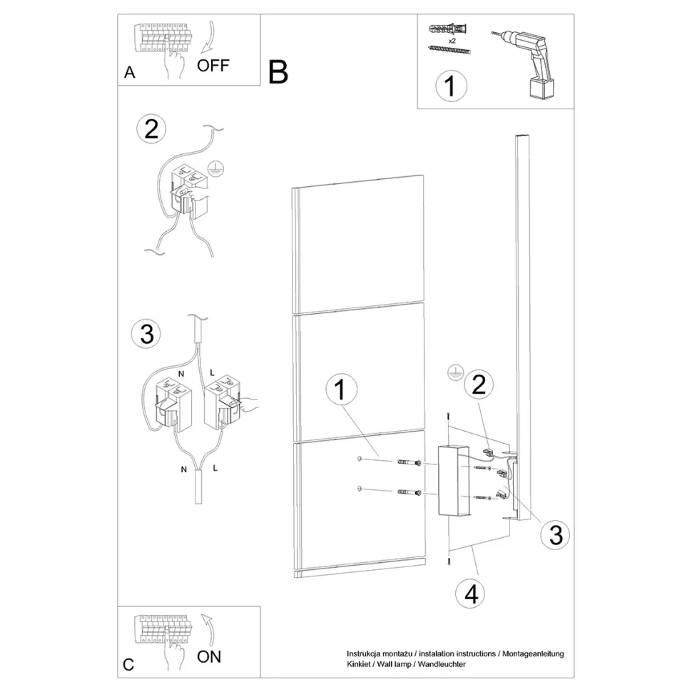Kinkiet LAHTI M czarny LED 4000K