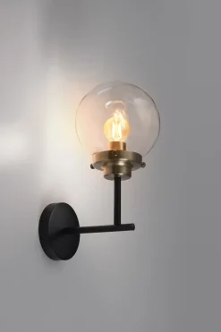 Kinkiet Lens lampa czarny+patynowy  matowy 1x40W E14 klosz bezbarwny