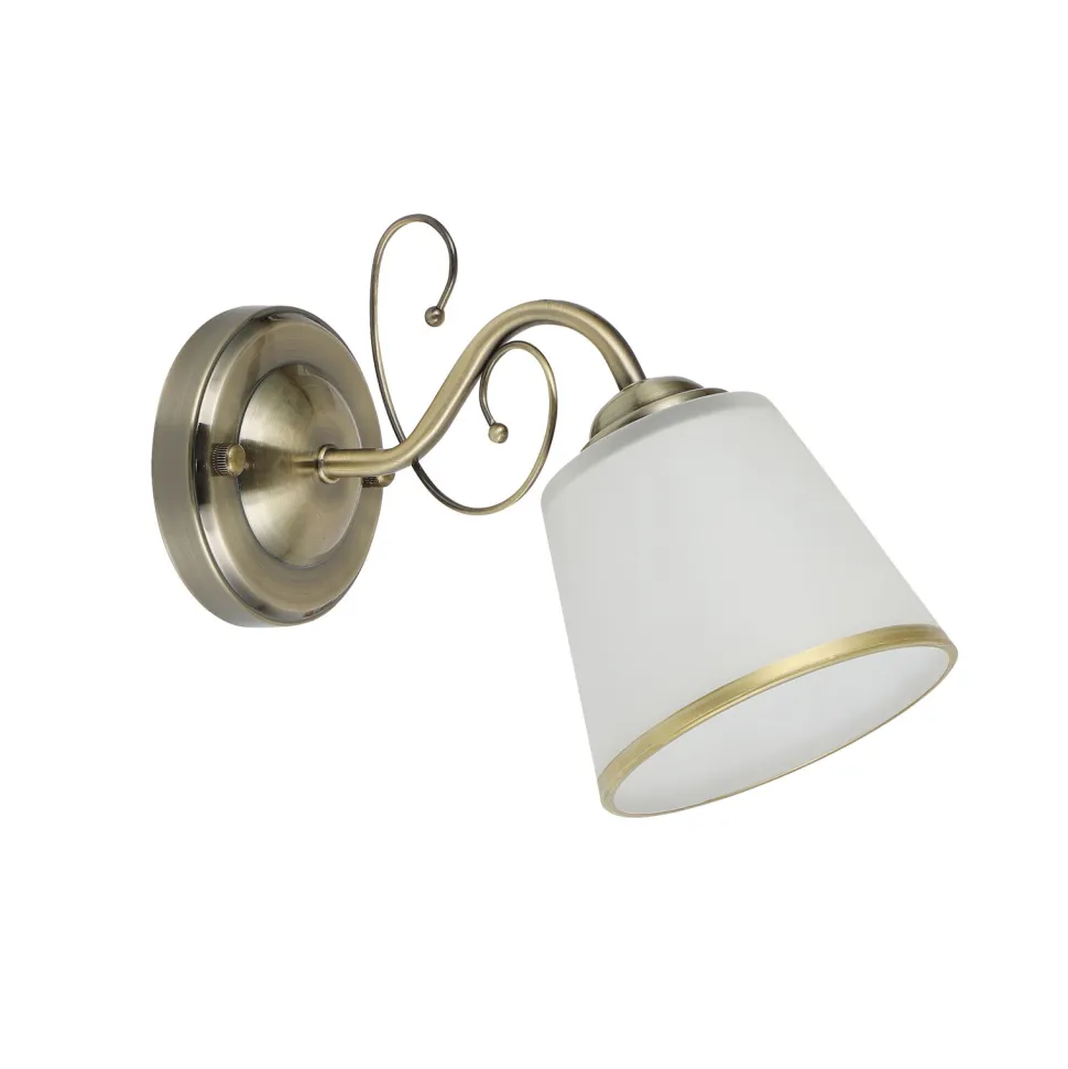 Kinkiet Losanna lampa patynowy 1x40W E14 klosz biały z obwódką