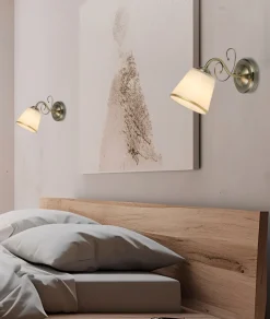 Kinkiet Losanna lampa patynowy 1x40W E14  klosz biały z obwódką