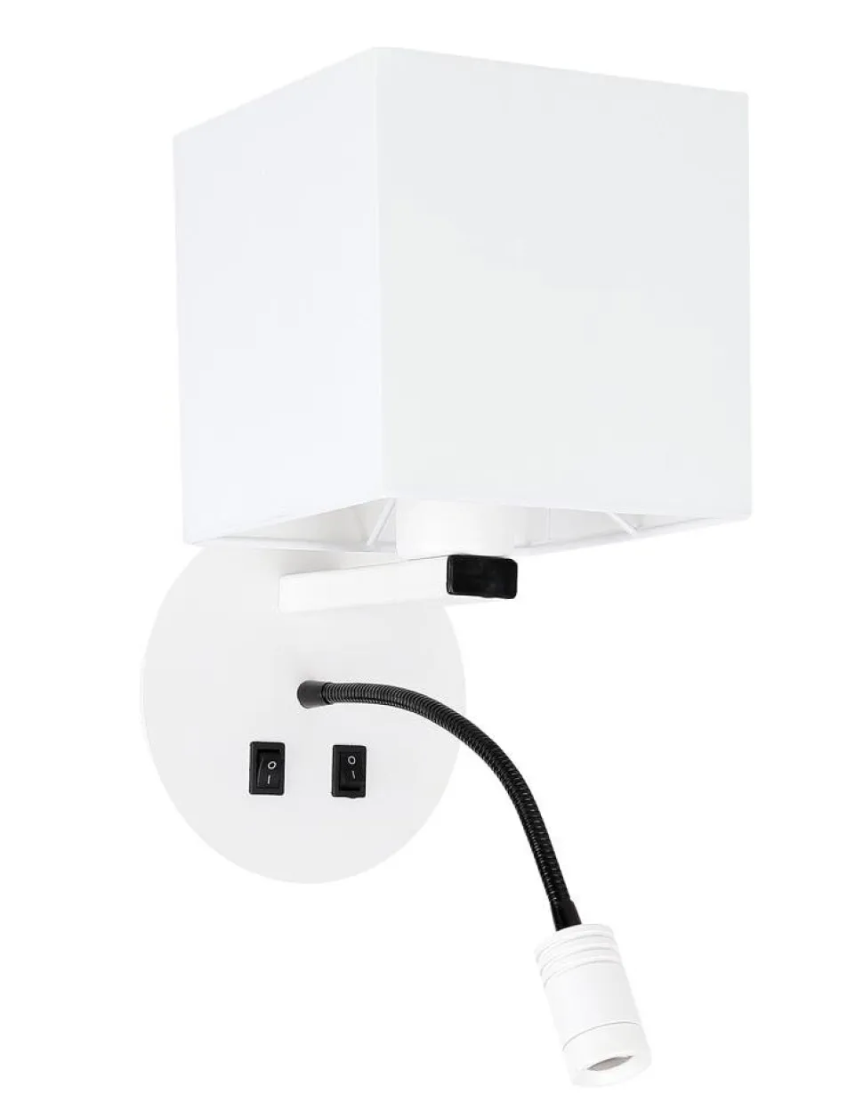 Kinkiet Magnum 1 lampa okragły 1x40W E27+3W LED abażur kwadrat biały