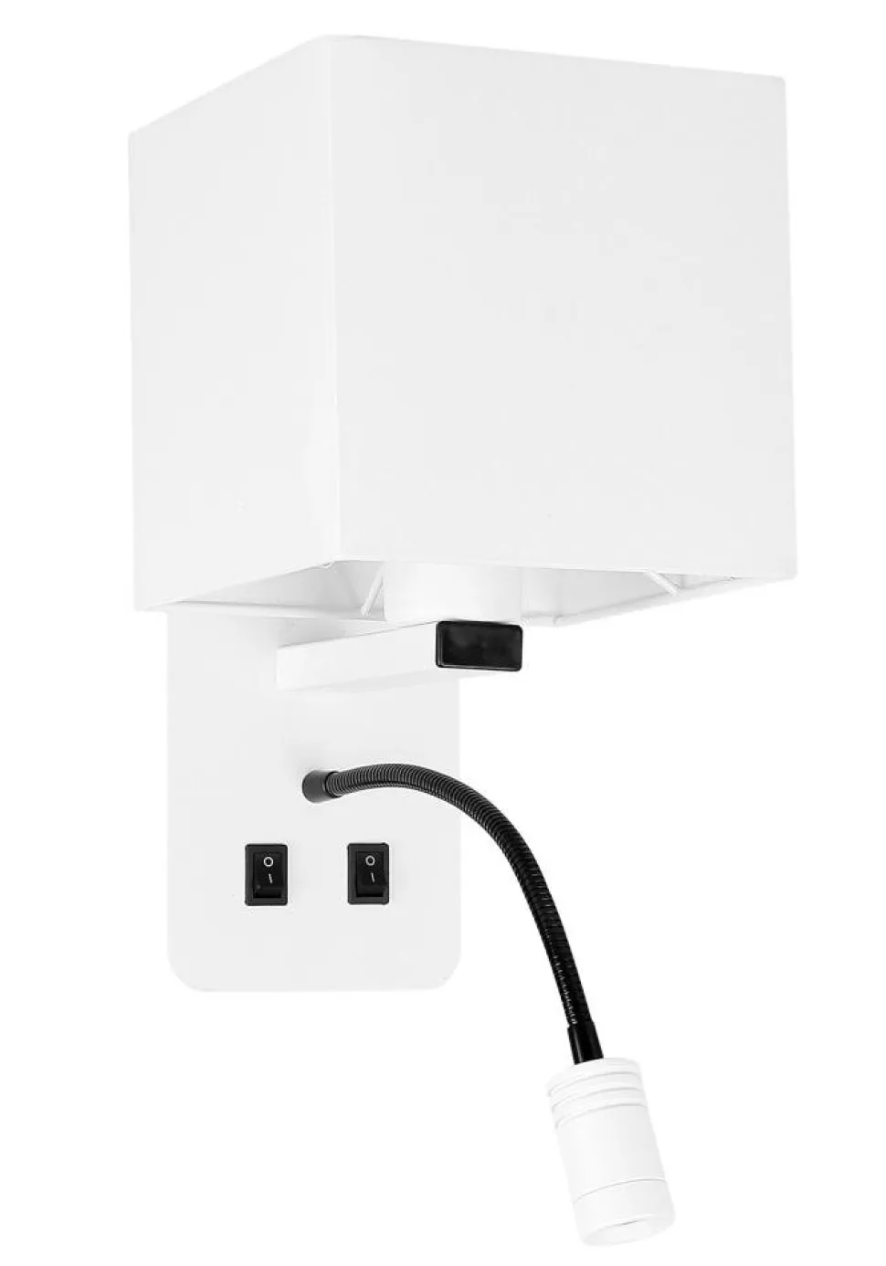 Kinkiet Magnum 2 lampa prostokątny 1x40W E27+3W LED abażur kwadrat biały