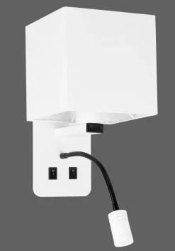 Kinkiet Magnum 2 lampa prostokątny 1x40W  E27+3W LED abażur kwadrat biały