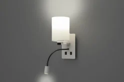 Kinkiet Magnum 3 lampa prostokątny 1x40W E27+3W LED abażur okrągły biały