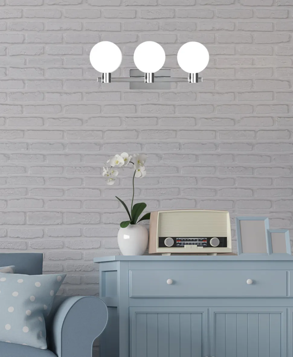 Kinkiet Maldus lampa chromowy 3x40W G9 klosz biały