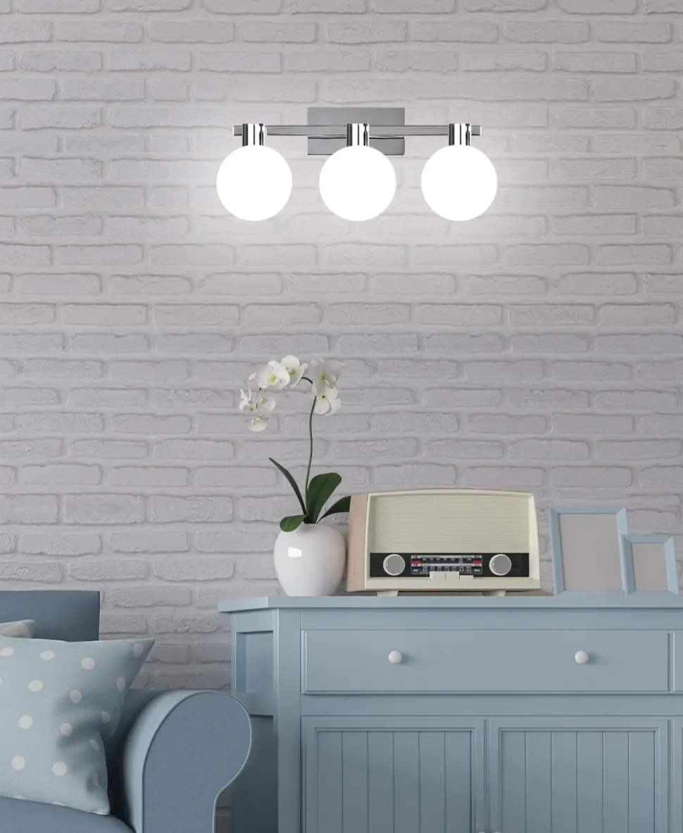 Kinkiet Maldus lampa chromowy 3x40W G9 klosz biały