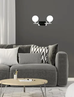 Kinkiet Maldus lampa chromowy 2x40W G9 klosz biały