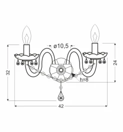 Kinkiet Maria Teresa 2x40W E14 złoty