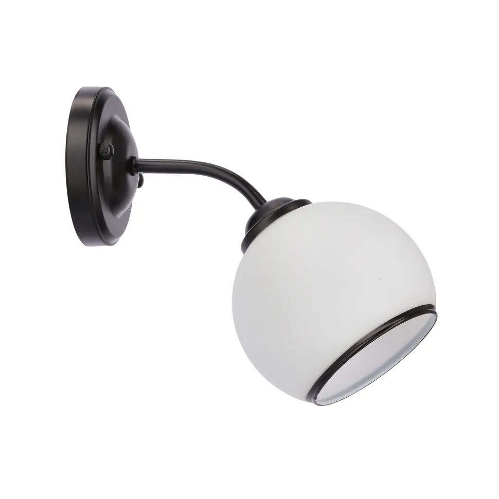 Kinkiet Marinen lampa czarny 1x40W E27 klosz biały z obwódką