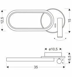 Kinkiet MONET lampa owal czarny 13W LED  3000K, 4000K, 6000K klosz biały