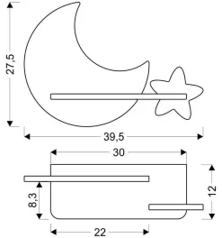 Kinkiet Moon lampa 5W LED 4000K iq kids złoty+szary