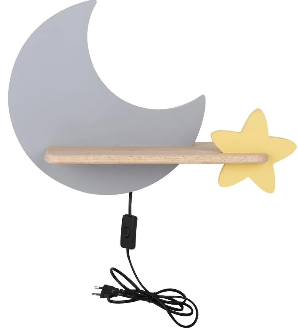 Kinkiet Moon lampa 5W LED 4000K iq kids z przewodem szary+złoty